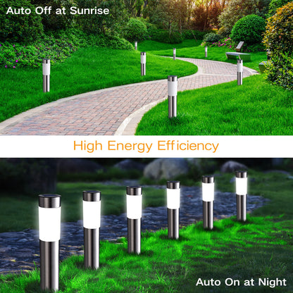 Lomotech 4 Pack Solar Pathway Lights Outdoor, Modern Design Waterproof Solar Landscape Lighting, Bright Solar Garden Lights for Patio Lawn Yard Walkway Driveway (White)