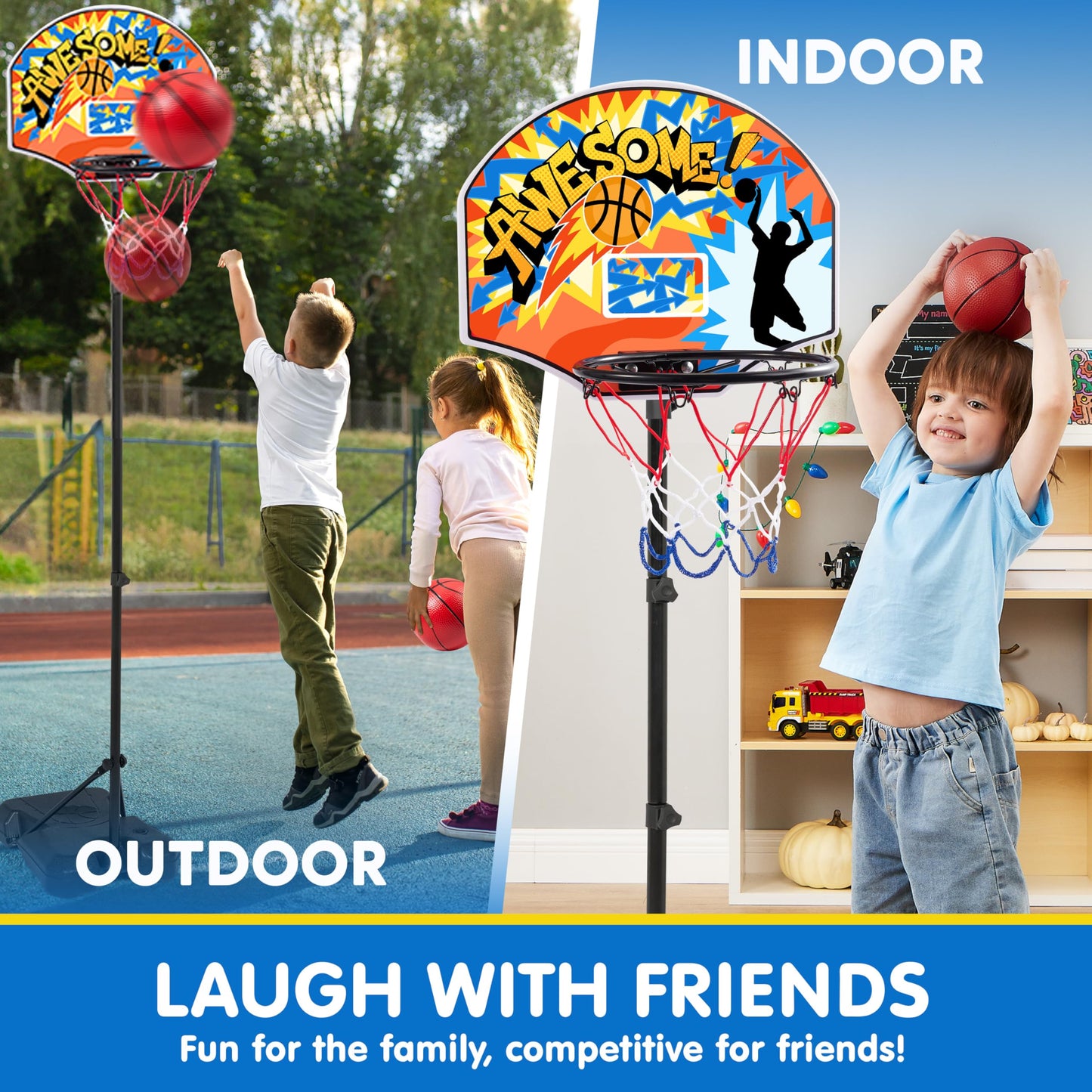 JOYIN Adjustable Kids Basketball Hoop for Indoor Outdoor