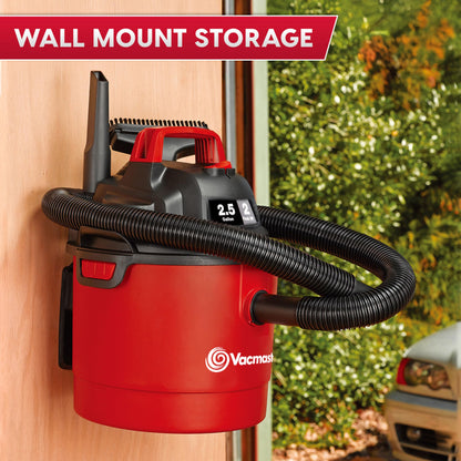 2.5-Gallon Vacmaster Wet/Dry Vacuum - Wall Mountable