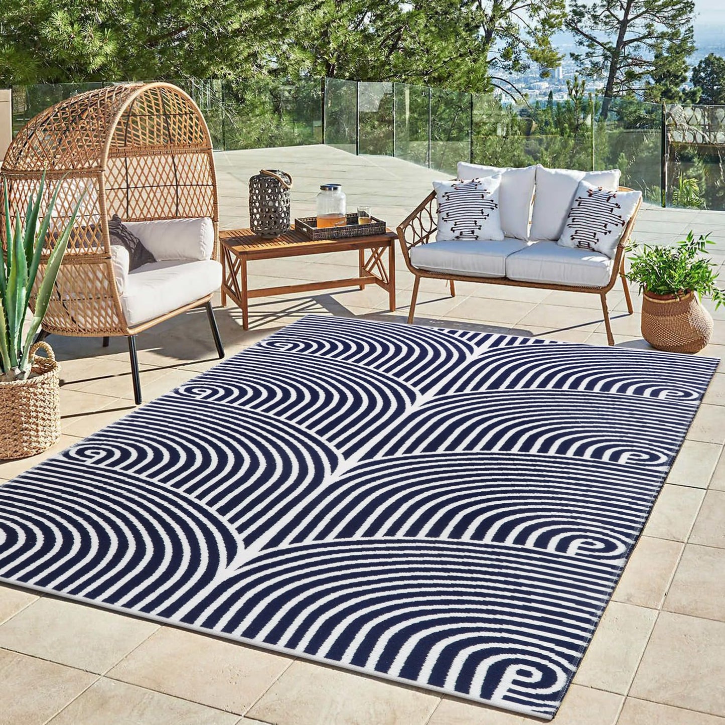 Tiffasea 5'x8' Area Rug, Cotton Woven Washable Rugs, Reversible Living Room Rugs, Indoor Outdoor Rug Farmhouse Floor Carpet for Nursery Room/Dining Room/Office/Patio Decor