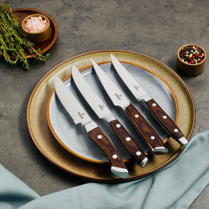 STEAKMAN Multipurpose Knife Set- Steak Knives Box - Unique Present in Wooden Gift Box - Gift Idea for Men Women Wife Husband Dad Mom – Wooden Handles Knives - Gifts for Birthday Anniversary