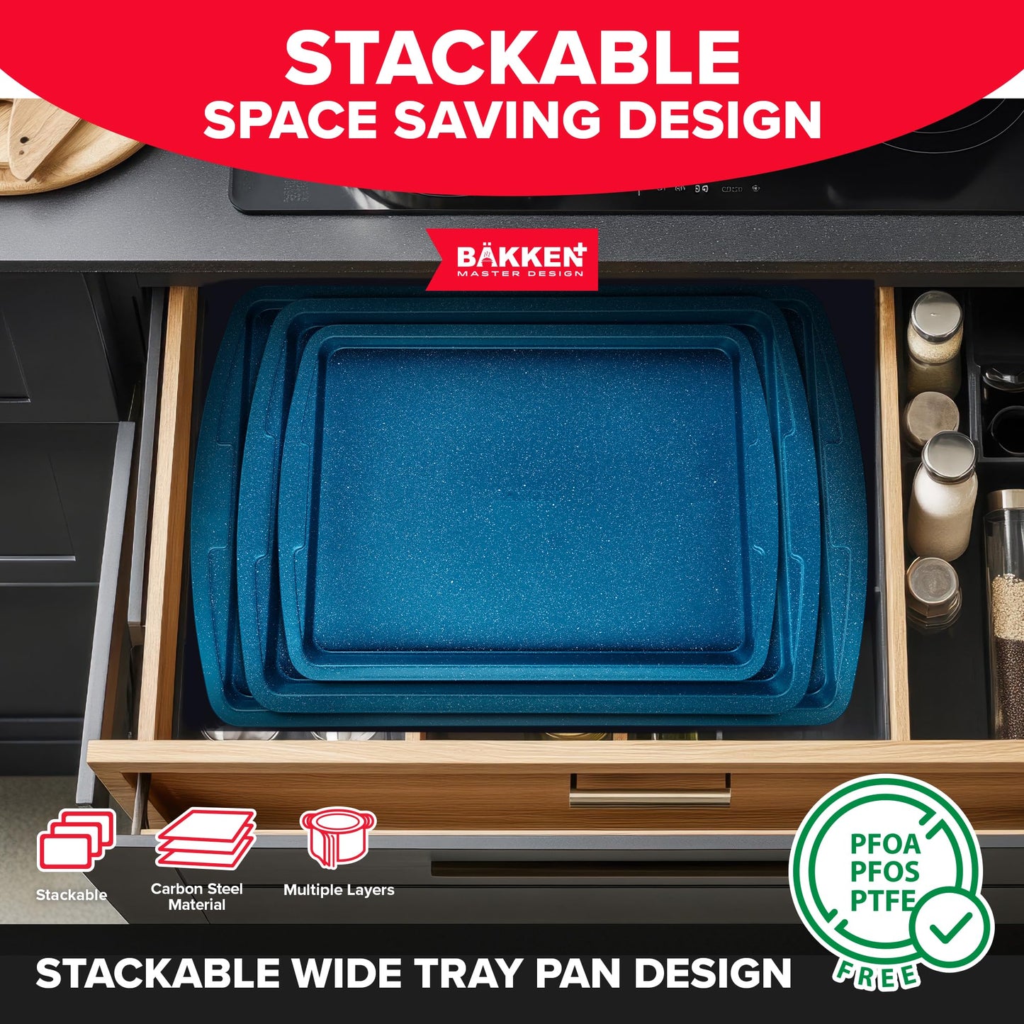 Bakken Nonstick Baking Pan Set of 3 - Blue Marble