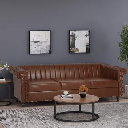 3-Seater Sofa with Nailhead Trim by Christopher Knight