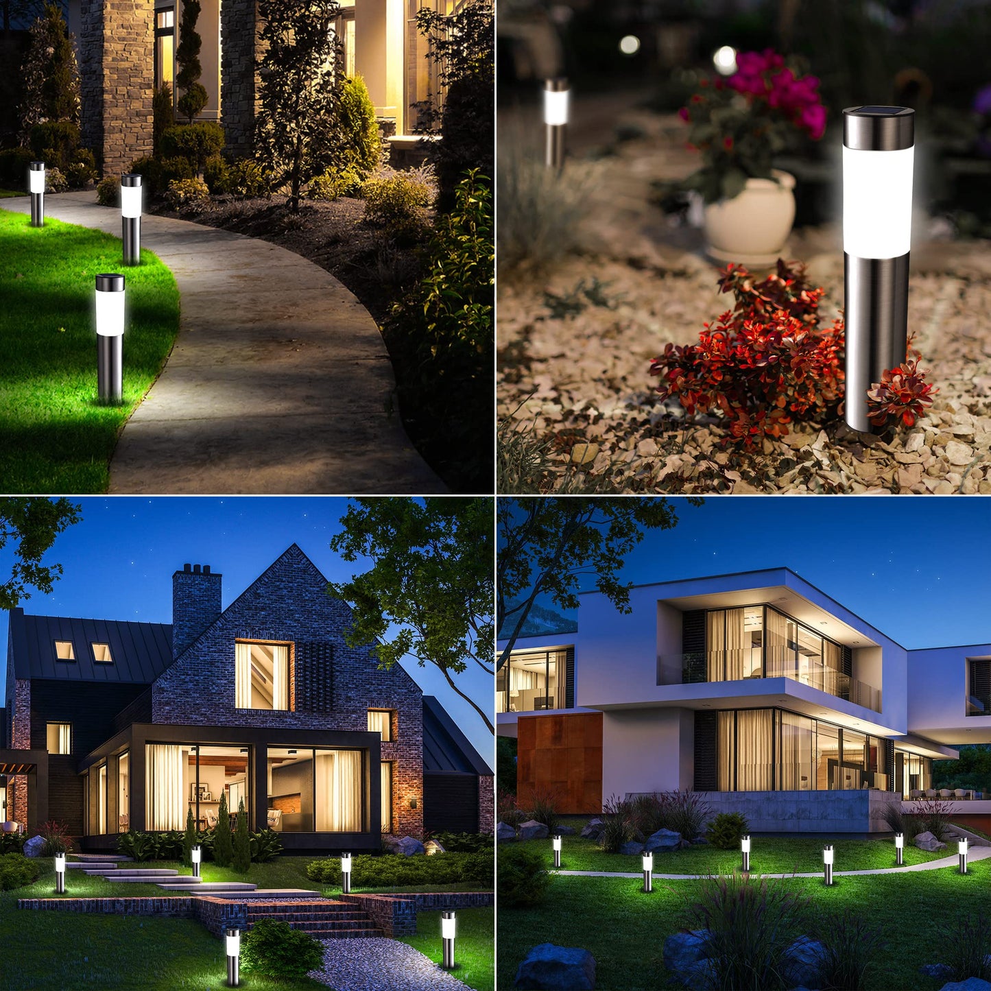 Lomotech 4 Pack Solar Pathway Lights Outdoor, Modern Design Waterproof Solar Landscape Lighting, Bright Solar Garden Lights for Patio Lawn Yard Walkway Driveway (White)