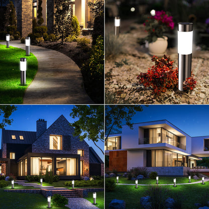 Lomotech 4 Pack Solar Pathway Lights Outdoor, Modern Design Waterproof Solar Landscape Lighting, Bright Solar Garden Lights for Patio Lawn Yard Walkway Driveway (White)
