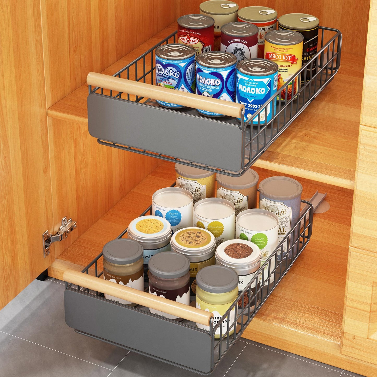 Pull Out Cabinet Organizer - 2 Pack Shelves