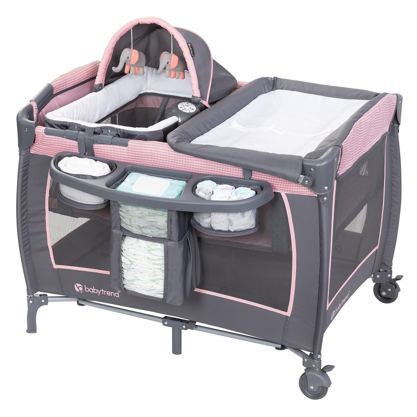 Baby Trend Lil' Snooze Deluxe III, Cozy Pink & Smart Steps Stem EZ Bouncer
