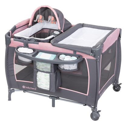Baby Trend Lil' Snooze Deluxe III, Cozy Pink & Smart Steps Stem EZ Bouncer