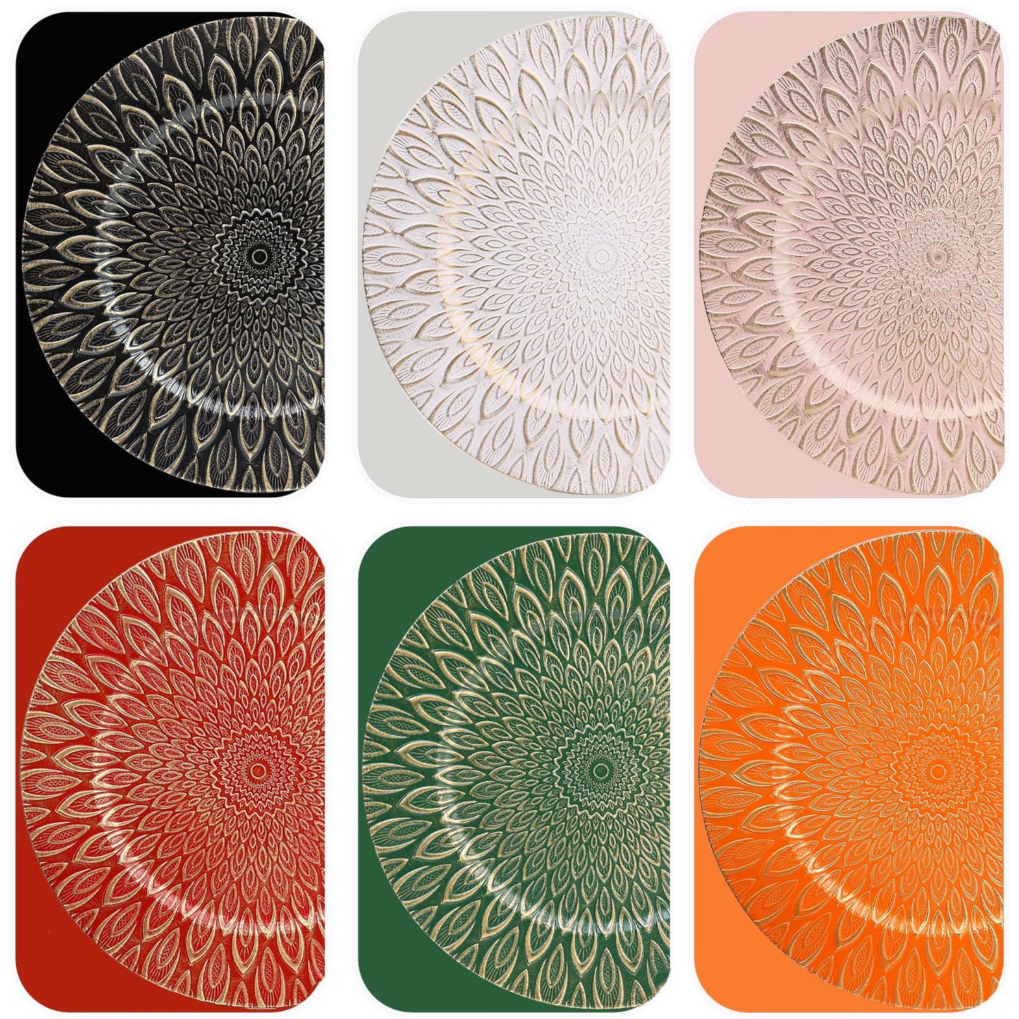 Set of 6 Plastic Charger Plates for Events