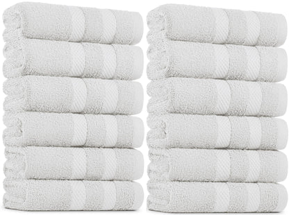 BELADOR Hand Towels 12-Pack - Premium Soft Cotton Hand Towels for Bathroom - Quick-Dry & Absorbent Hand & Face Towel Set | White Hand Towels 16"x30"