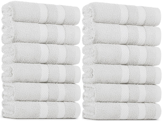 BELADOR Hand Towels 12-Pack - Premium Soft Cotton Hand Towels for Bathroom - Quick-Dry & Absorbent Hand & Face Towel Set | White Hand Towels 16"x30"