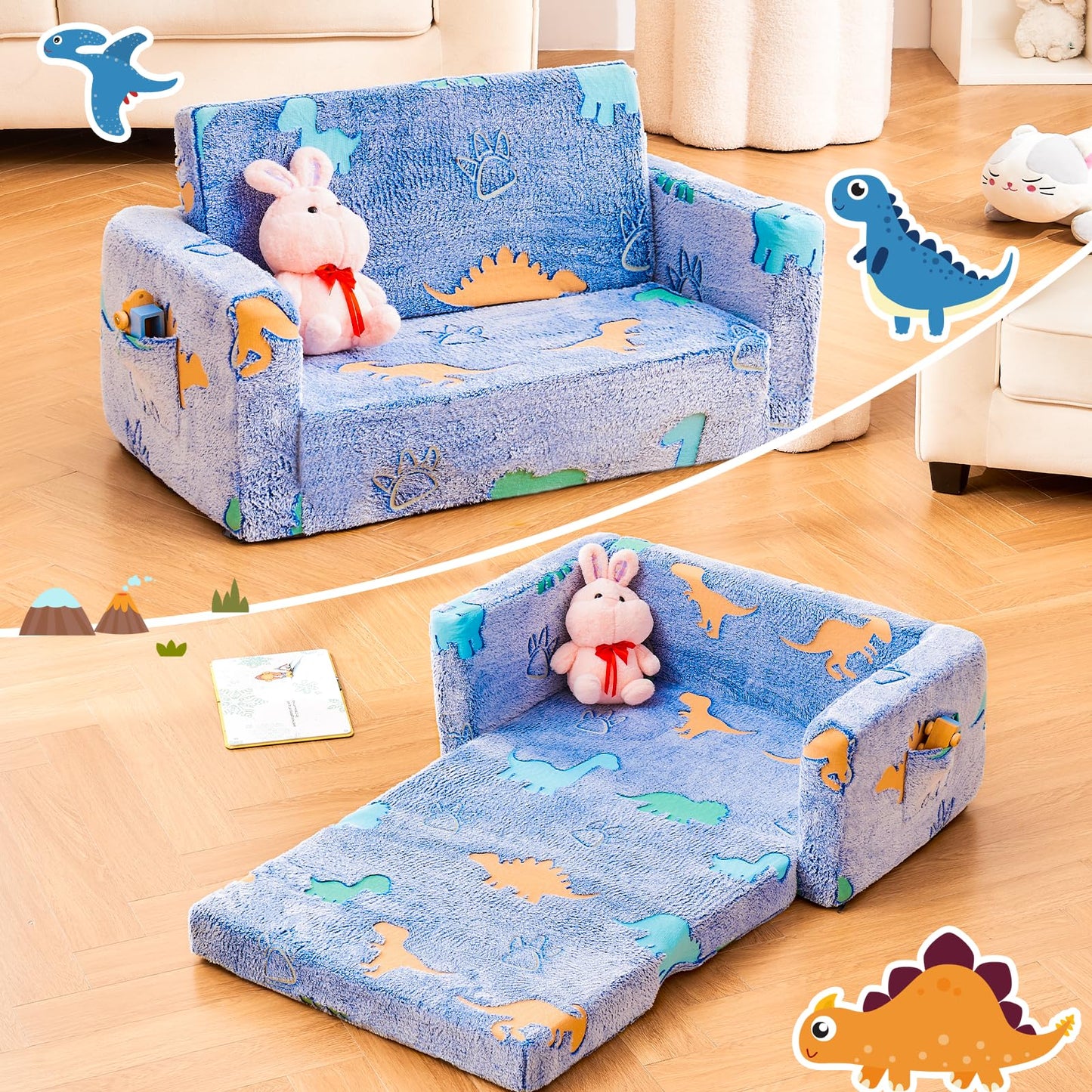 IFNOW Toddler Couch 2-in-1 Glow in Dark