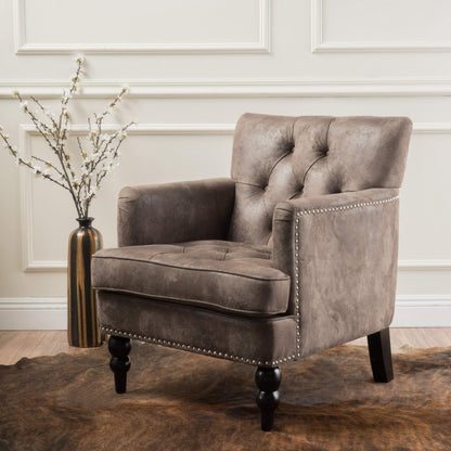 Tufted Club Chair with Nailhead Accents
