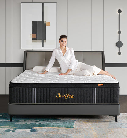 Soulfea 14 Inch Queen Hybrid Memory Foam Mattress