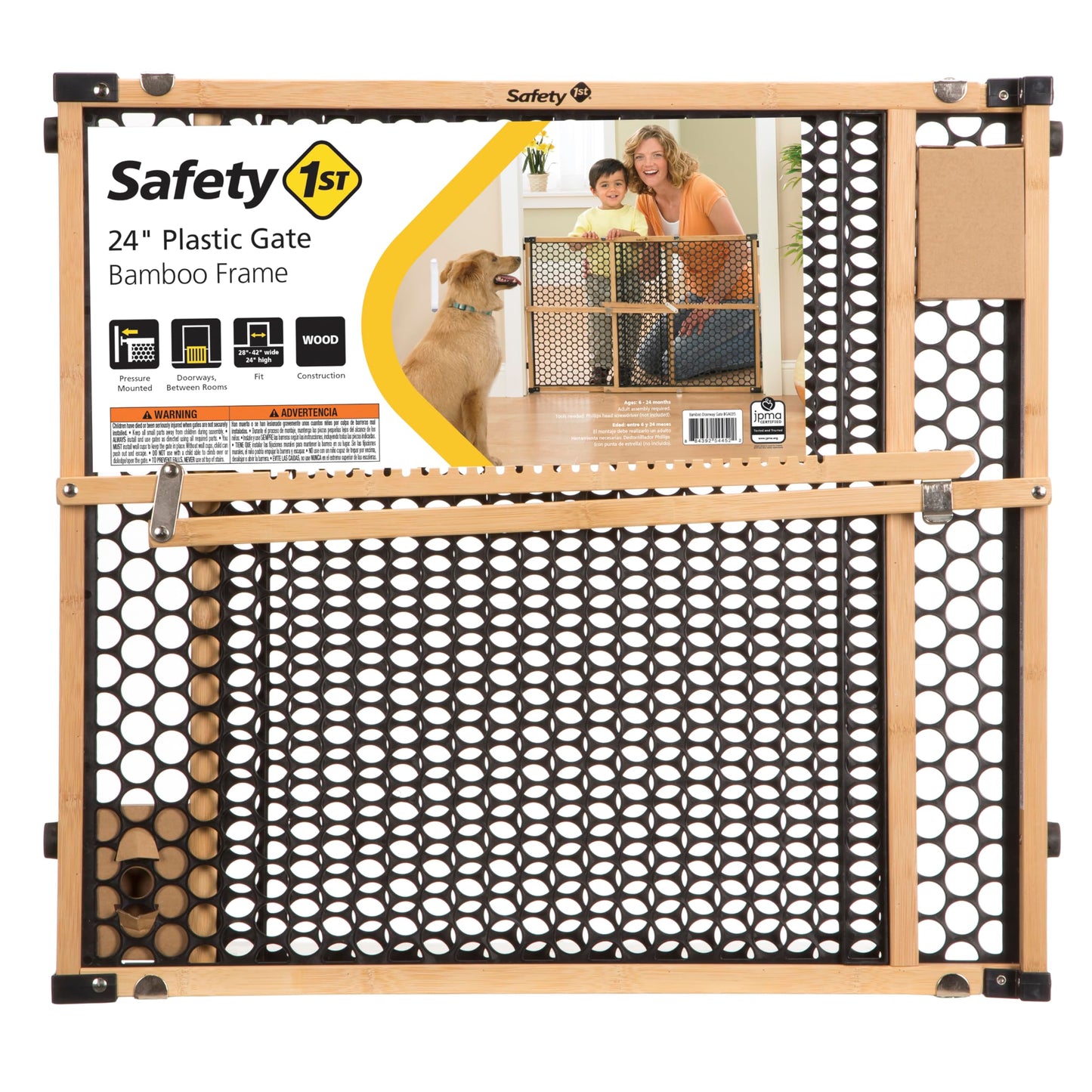 Safety 1st Eco-Friendly Nature Next Bamboo Gate, Bamboo and Black, Fits Spaces between 28" and 42" Wide