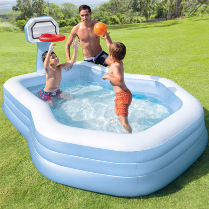 Intex 57183EP 101 Inch Swim Center Shootin' Hoops Inflatable Family Swimming Pool, Blue
