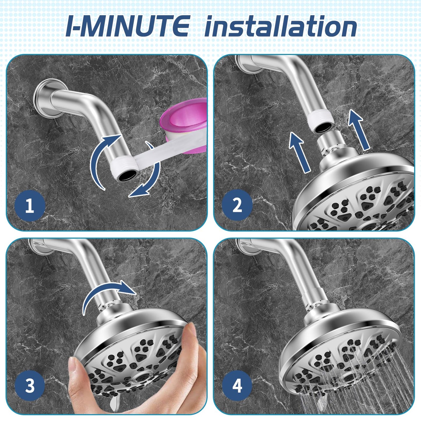 High Pressure Shower Head with Adjustable Angles