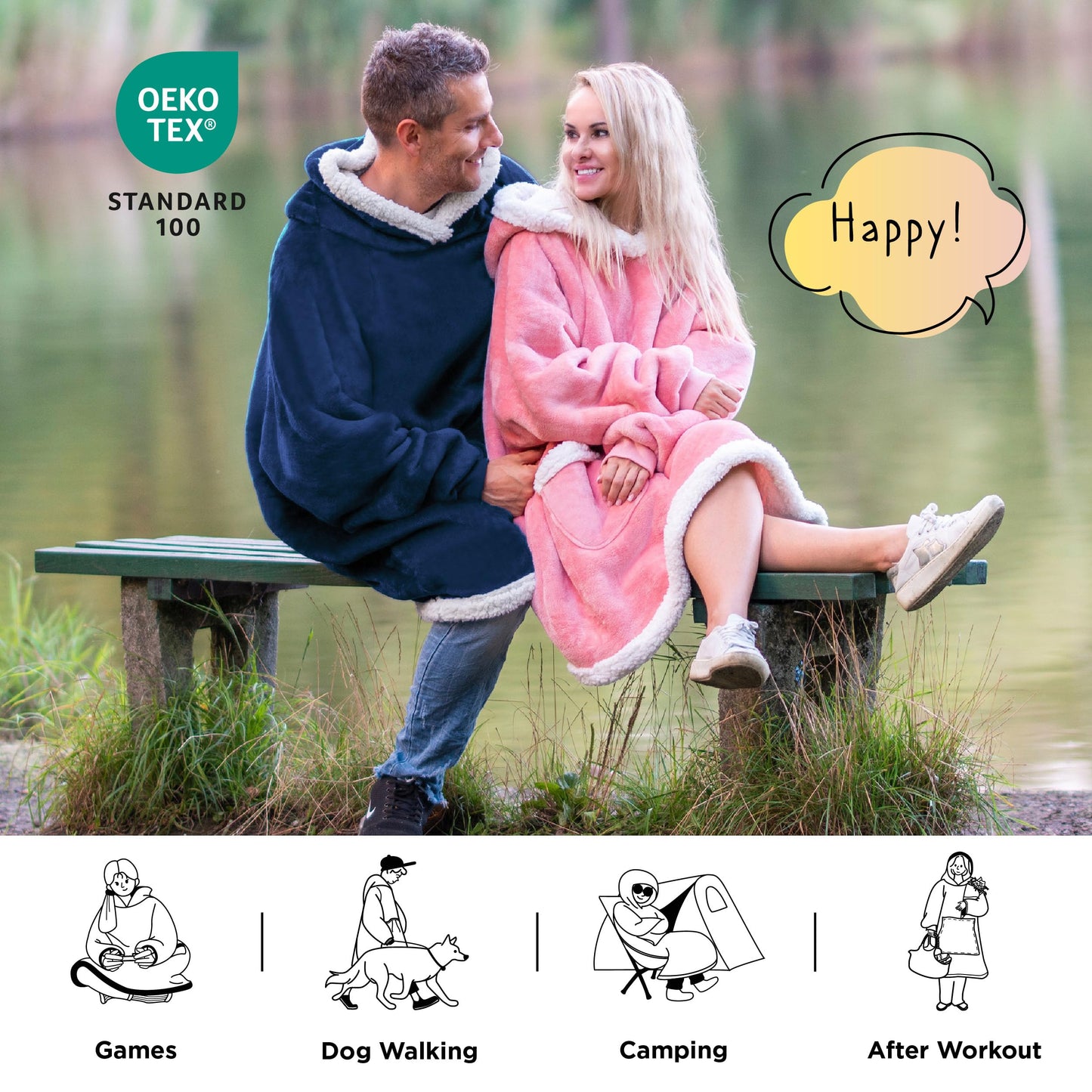 Bedsure Wearable Blanket Hoodie for Adults & Kids