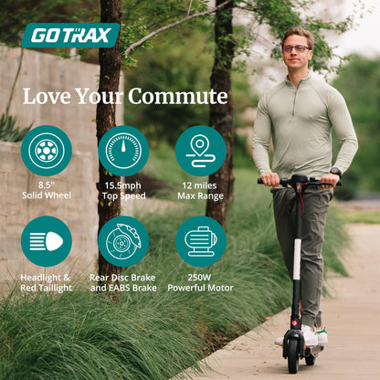 Gotrax Apex XL 8.5" Solid Tires, Max 12 Miles Range and 15.5Mph Speed, Bright Headlight and Taillight, Big LED Display, Aluminum Alloy Frame, Foldable Commuting Escooter for Adults, Black