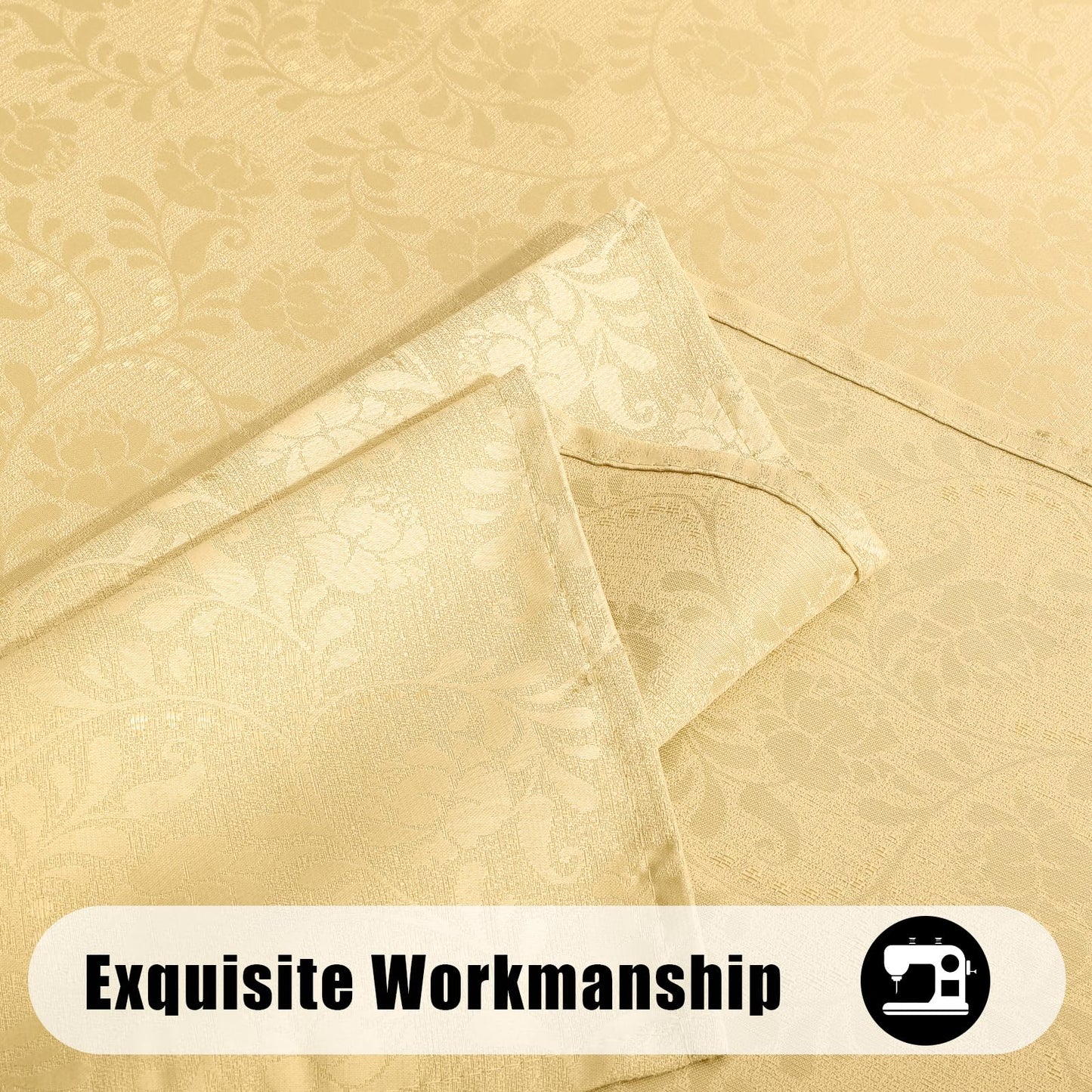 Moosfor Rectangle Tablecloth 60x84 Inch, Waterproof Damask Jacquard Table Cloth, Washable Fabric Table Covers for Dining, Parties, Indoor and Outdoor, Gold Vines