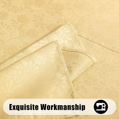 Moosfor Rectangle Tablecloth 60x84 Inch, Waterproof Damask Jacquard Table Cloth, Washable Fabric Table Covers for Dining, Parties, Indoor and Outdoor, Gold Vines
