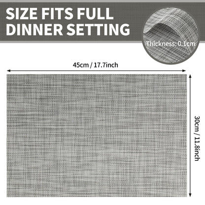 Durable Heat Resistant Vinyl Placemats Set of 8