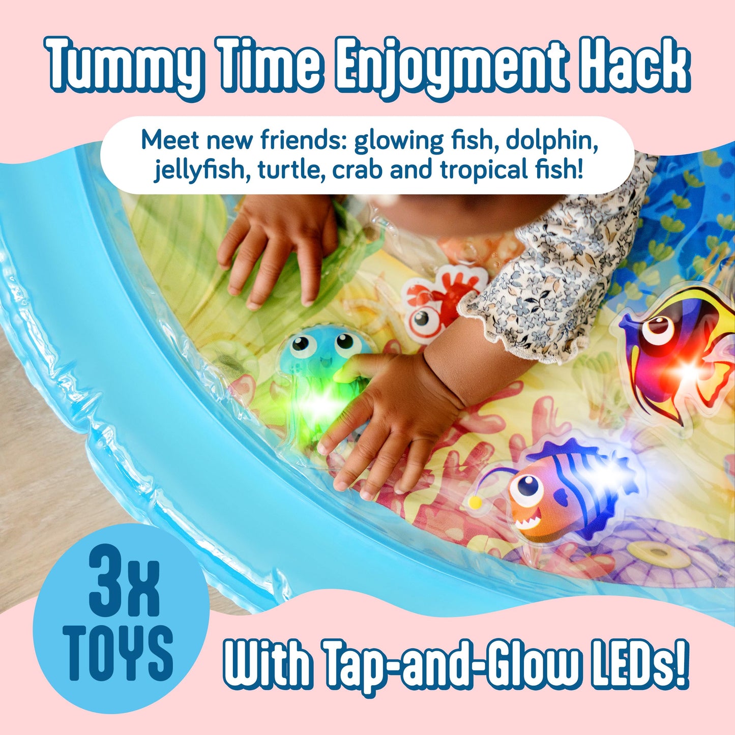 SplashEZ Tummy Time Water Mat with LED Fish
