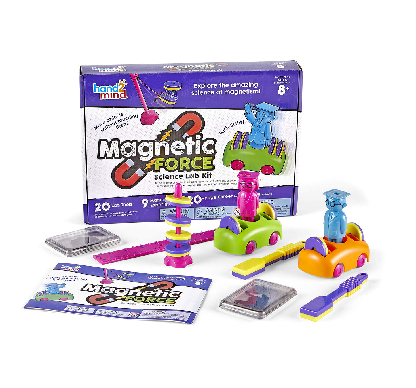 hand2mind Magnetic Science Kit for Kids 8-12, Kids Science Kit with Fact-Filled Guide, Make Magnets Float and Build a Compass, STEM Toys, 9 Science Experiments