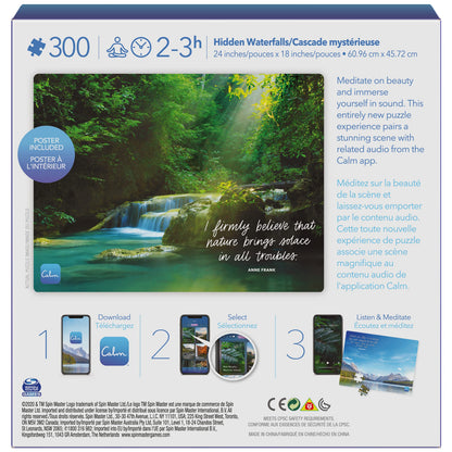 SPIN MASTER GAMES 300-Piece Calm Jigsaw Puzzle for Relaxation, Stress Relief, and Mood Elevation, for Adults and Kids Ages 8 and up, Hidden Waterfalls