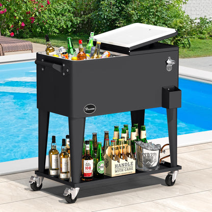 Portable Outdoor Cooler Cart with Bottle Opener