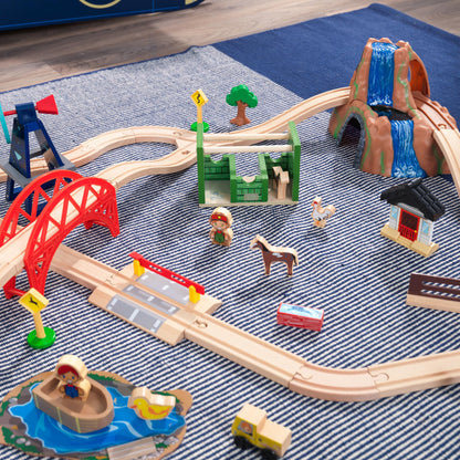 75-Piece KidKraft Wooden Farm Train Set