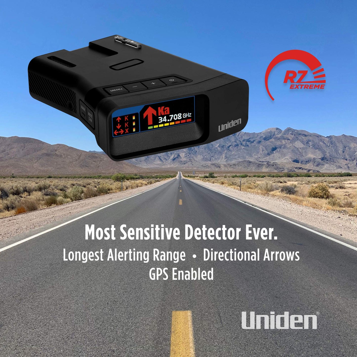 Uniden R7 EXTREME LONG RANGE Laser/Radar Detector, Built-in GPS, Real-Time Alerts, Dual-Antennas Front & Rear w/Directional Arrows, Voice Alerts, Red Light and Speed Camera Alerts