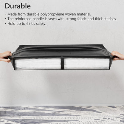 SUOCO 4 Pack Durable Under Bed Storage Containers, 75L Large Foldable Underbed Storage Bags Bins Drawers Organizer for Bedding, Clothing, Shoes