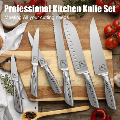 imarku 15-Piece Stainless Steel Knife Set with Block