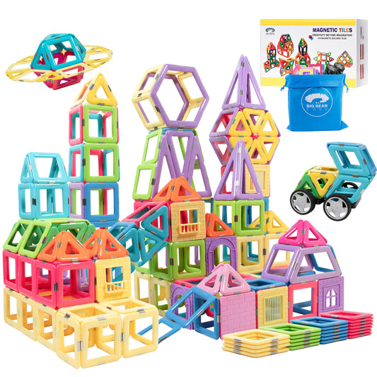 Magnetic Building Tiles Set for Kids 146 pcs
