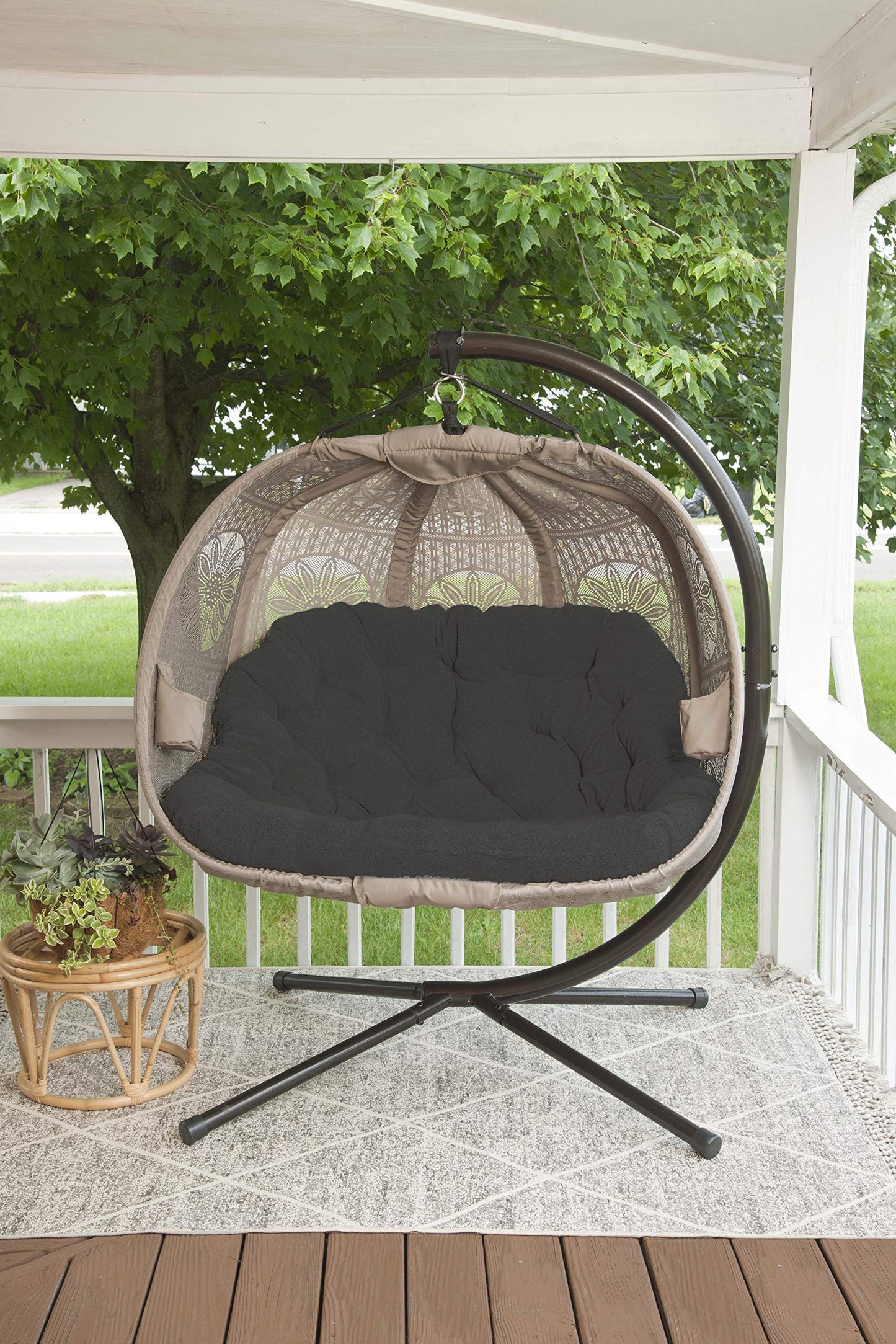 FlowerHouse FHPC100-DCBLK Hanging Pumpkin Loveseat Dreamcatcher with Stand, Black/Sand Cover