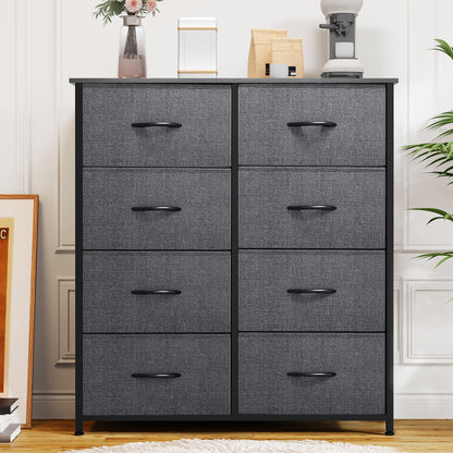 YITAHOME Fabric Dresser, Tall Storage Dresser with 8 Drawers, Black Dresser & Chest of Drawers, Storage Drawer Organizer for Closet, Living Room