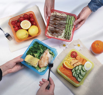 YUESING [30 Pack Plastic Food Storage Containers with Lids Bento Box Food Meal Prep Containers Reusable BPA Free Lunch Containers (22oz, Square Freezer Plastic Container for Food) for 3+ years old