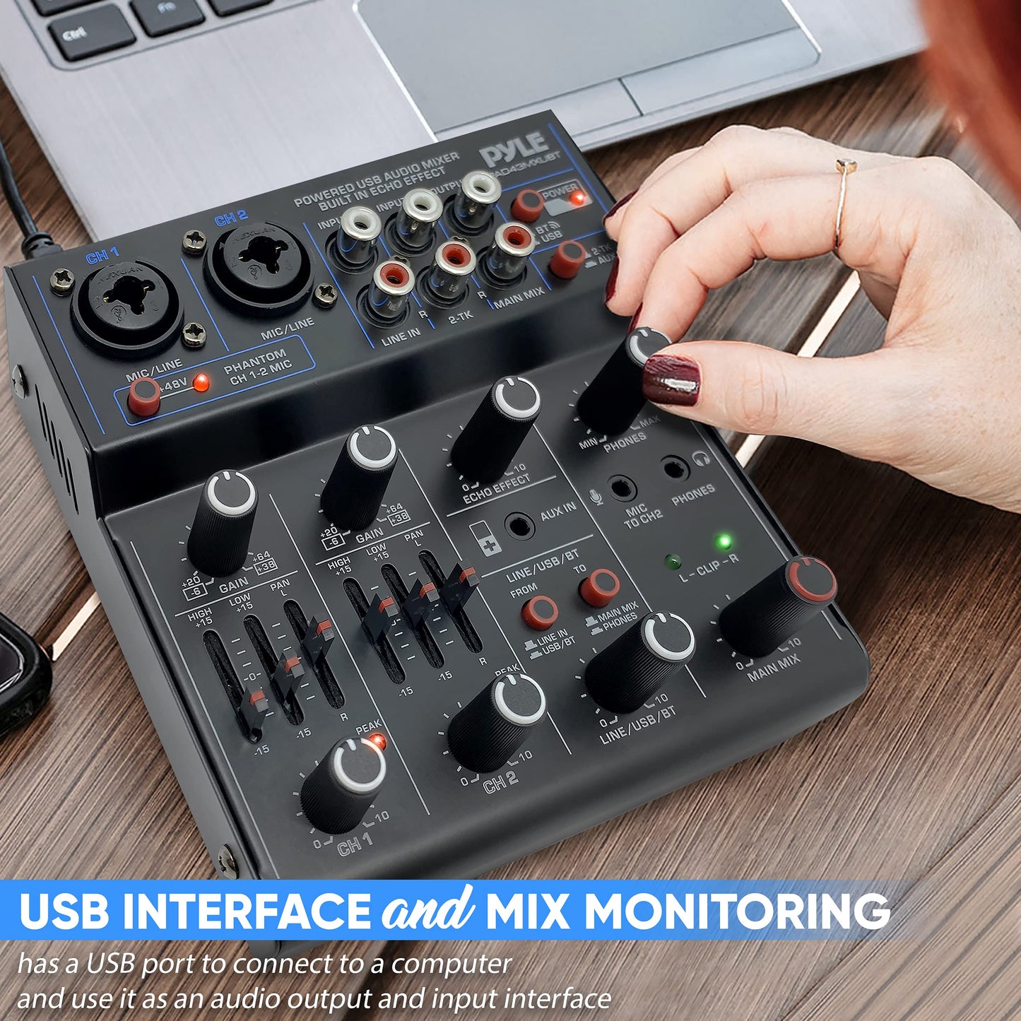 Pyle Wireless DJ Audio Mixer with Bluetooth
