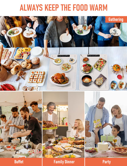 Electric Food Warming Mat with Timer & Auto Shut-Off