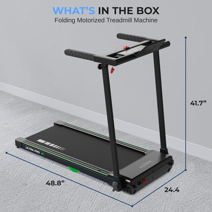 SereneLife Compact Folding Treadmill with 2.5HP Motor - Walking Pad with Integrated Smart App Functionality | Space-Efficient Design | Advanced LED Metrics Display - Compatible with Fitness Apps