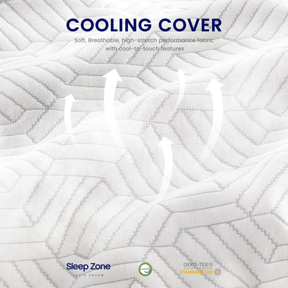 SLEEP ZONE Queen Size Shredded Memory Foam Bed Pillow for Sleeping, Removable Cooling Cover, Adjustable with 0.5Lb Extra Original Filling, (White, 20 x 30)
