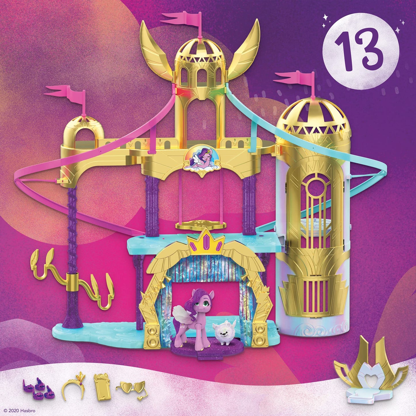 My Little Pony: A New Generation Movie Royal Racing Ziplines - 22-Inch Castle Playset Toy with 2 Moving Ziplines, Princess Pipp Petals Figure