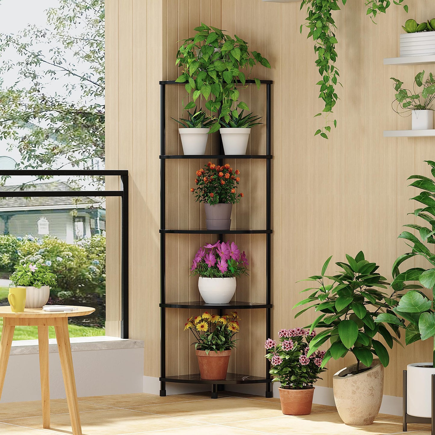 Greatseas 5-Tier Corner Shelf - Marble Black