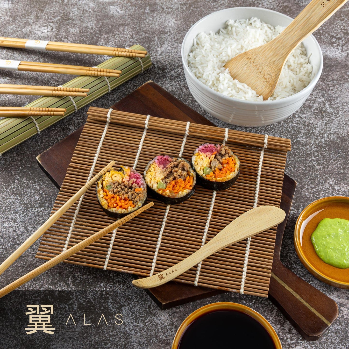 Sushi Making Kit with Bamboo Roller and Mat