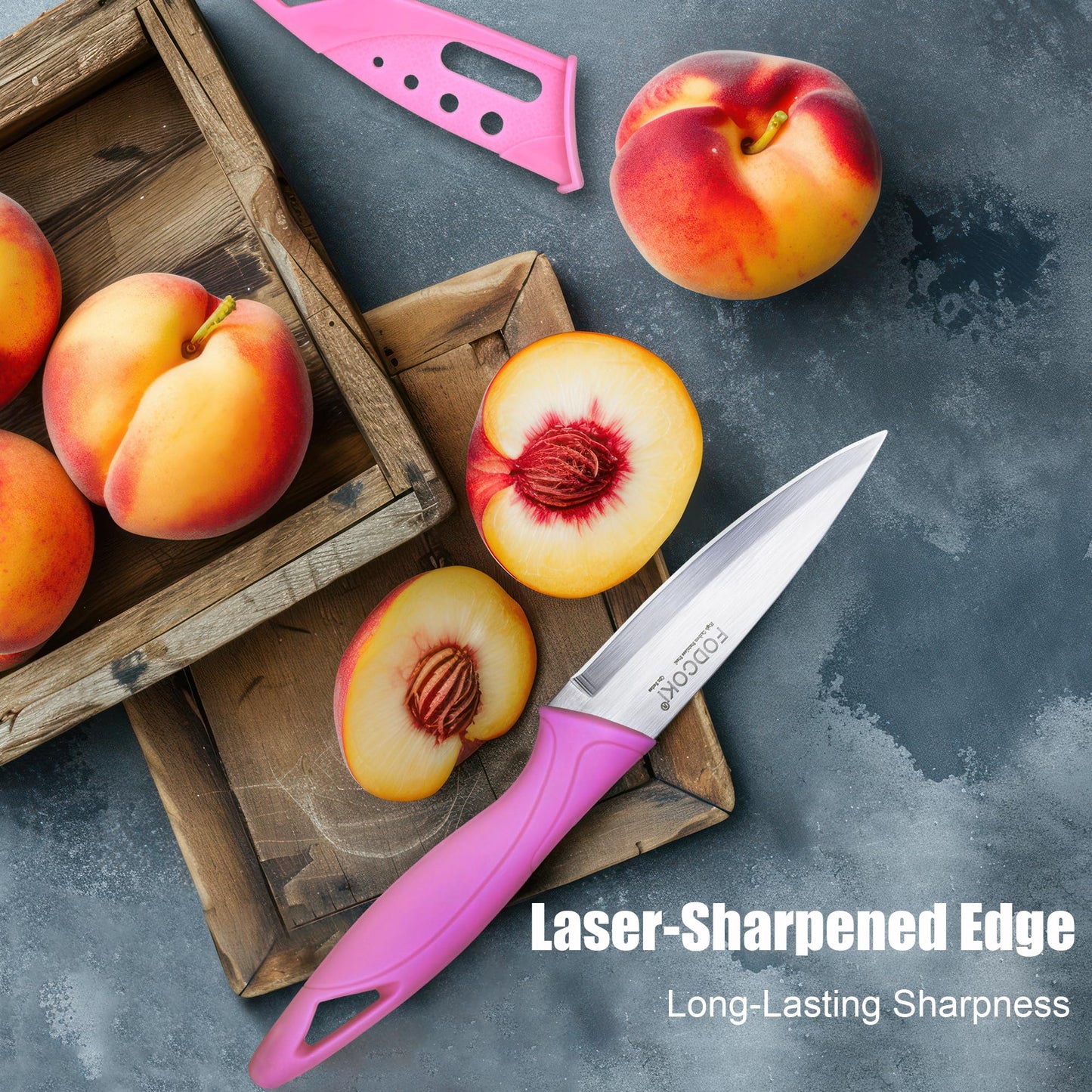 FODCOKI 4-Inch Fruit Paring Knives Set of 4