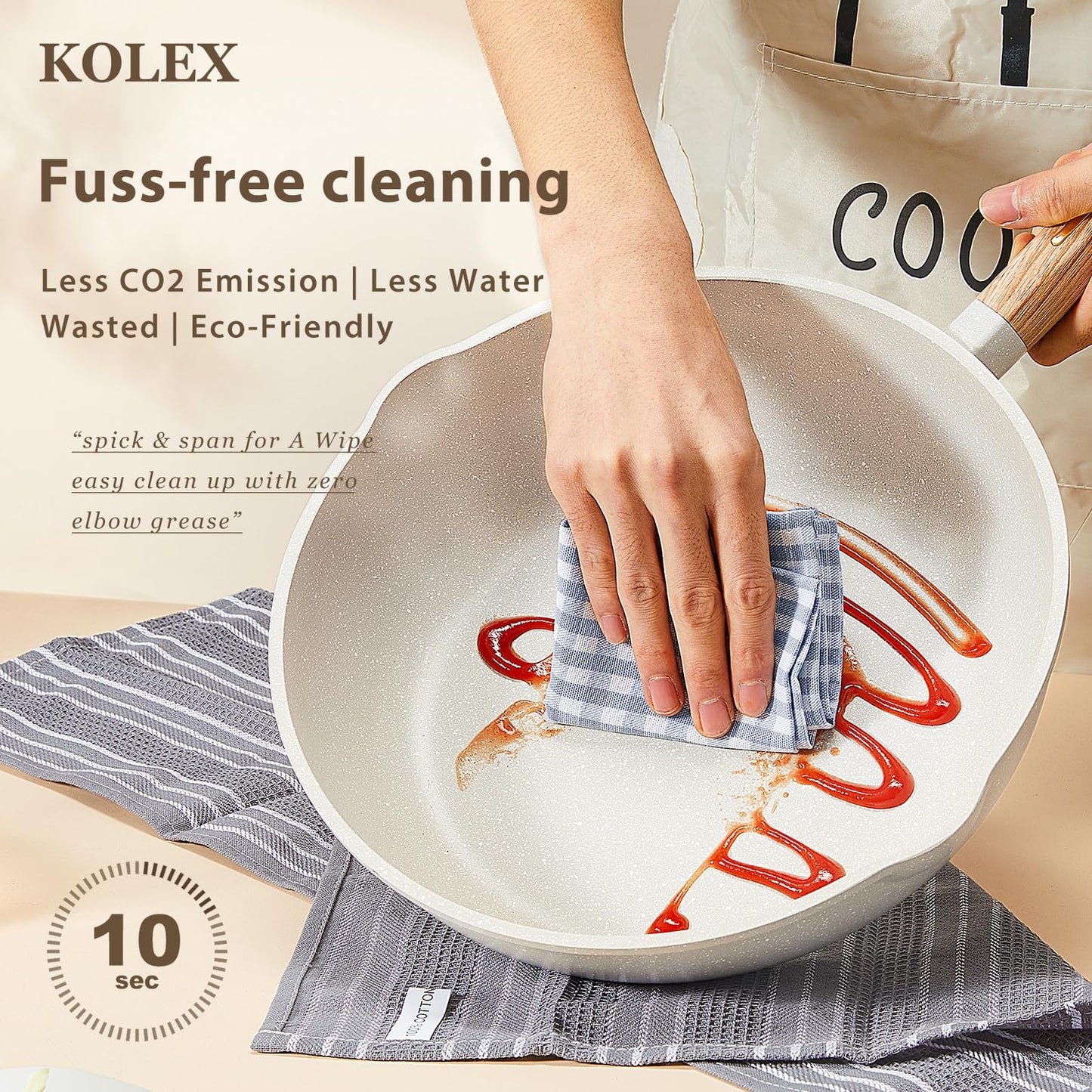 KOLEX Pots and Pans Set Non Stick, Cookware Sets 5 pcs, Kitchen Cooking Set Cookware with Frying Pans & Saucepans (PFOS, PFOA Free)
