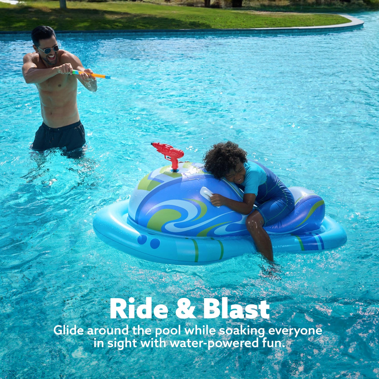 Sloosh Inflatable Jet Ski Pool Float with Water Gun