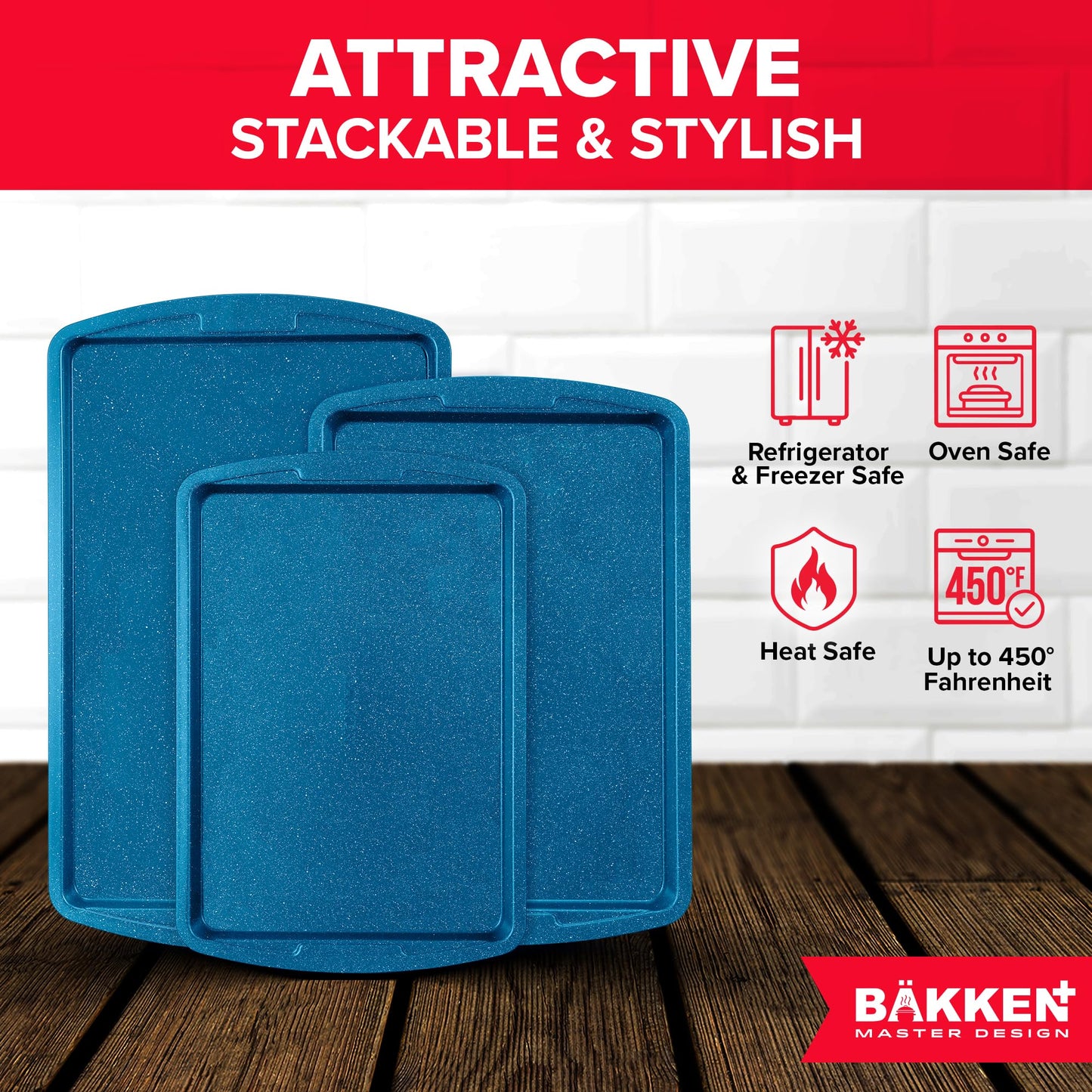 Bakken Nonstick Baking Pan Set of 3 - Blue Marble