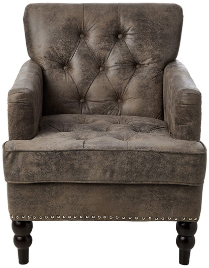 Tufted Club Chair with Nailhead Accents